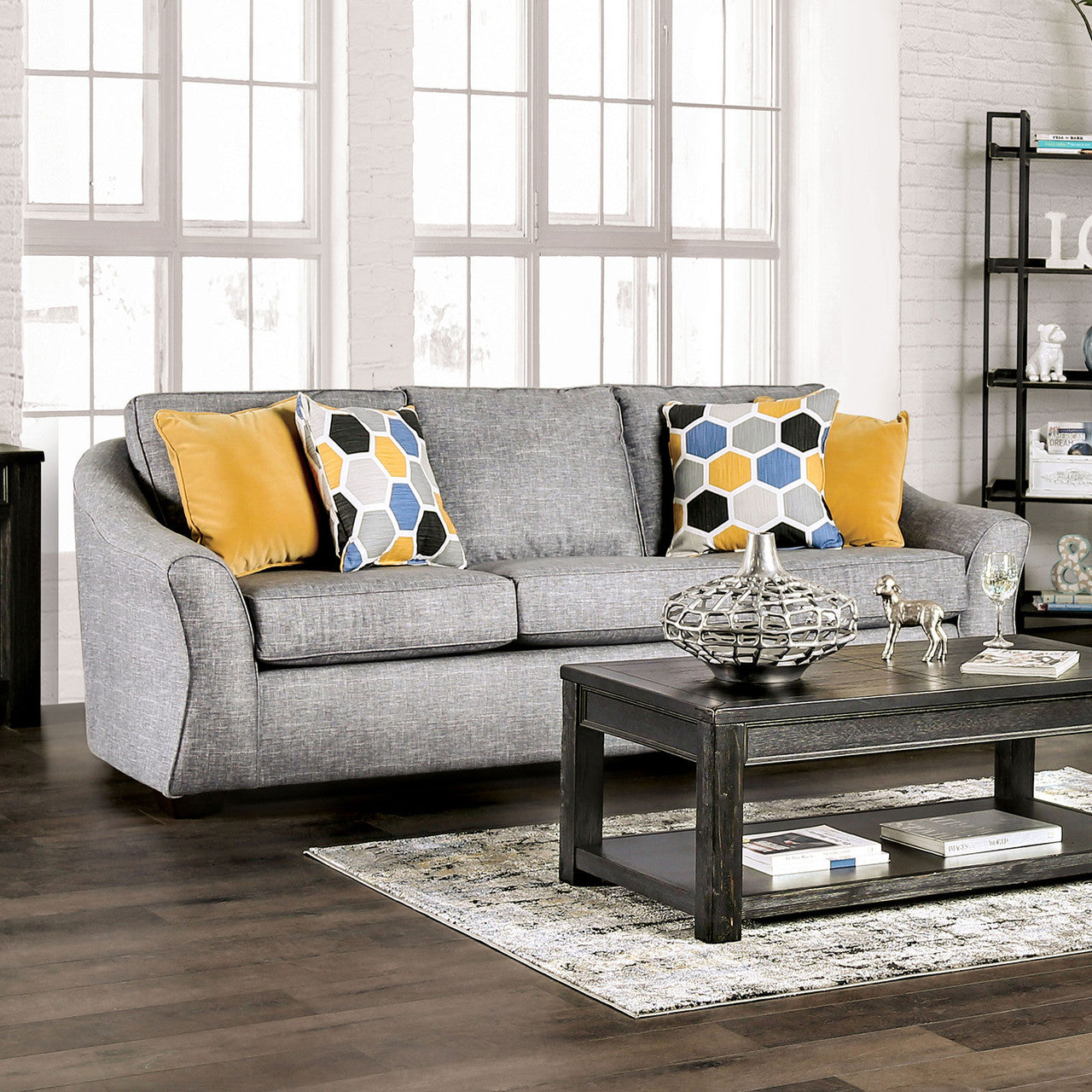 Jarrow Modern Upholstered Sofa & Loveseat in Gray