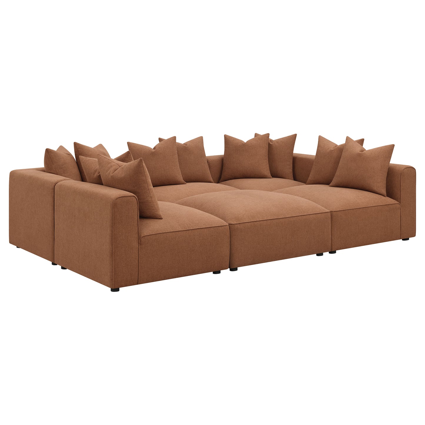 Jennifer 6-Piece Modern Modular Sectional in Terracotta Linen Upholstery
