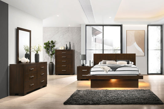 Jessica Modern Minimalist King Platform Bedroom Set - Cappuccino