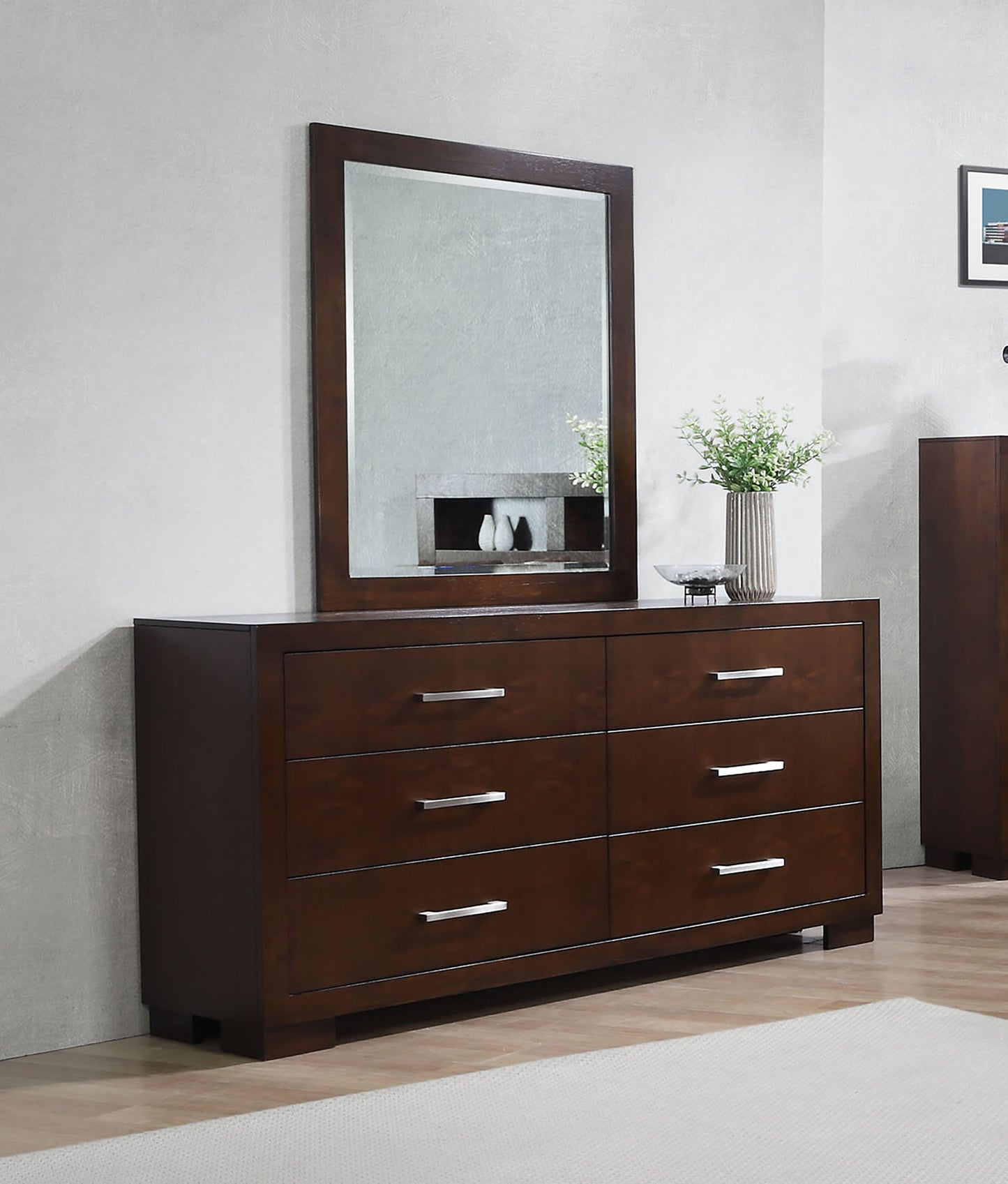 Jessica 6-Drawer Dresser in Cappuccino - Finally Home Furnishings LLC