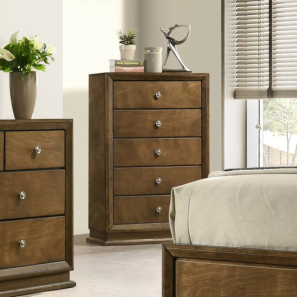 Kirkham Transitional Wooden Panel Bed, Walnut