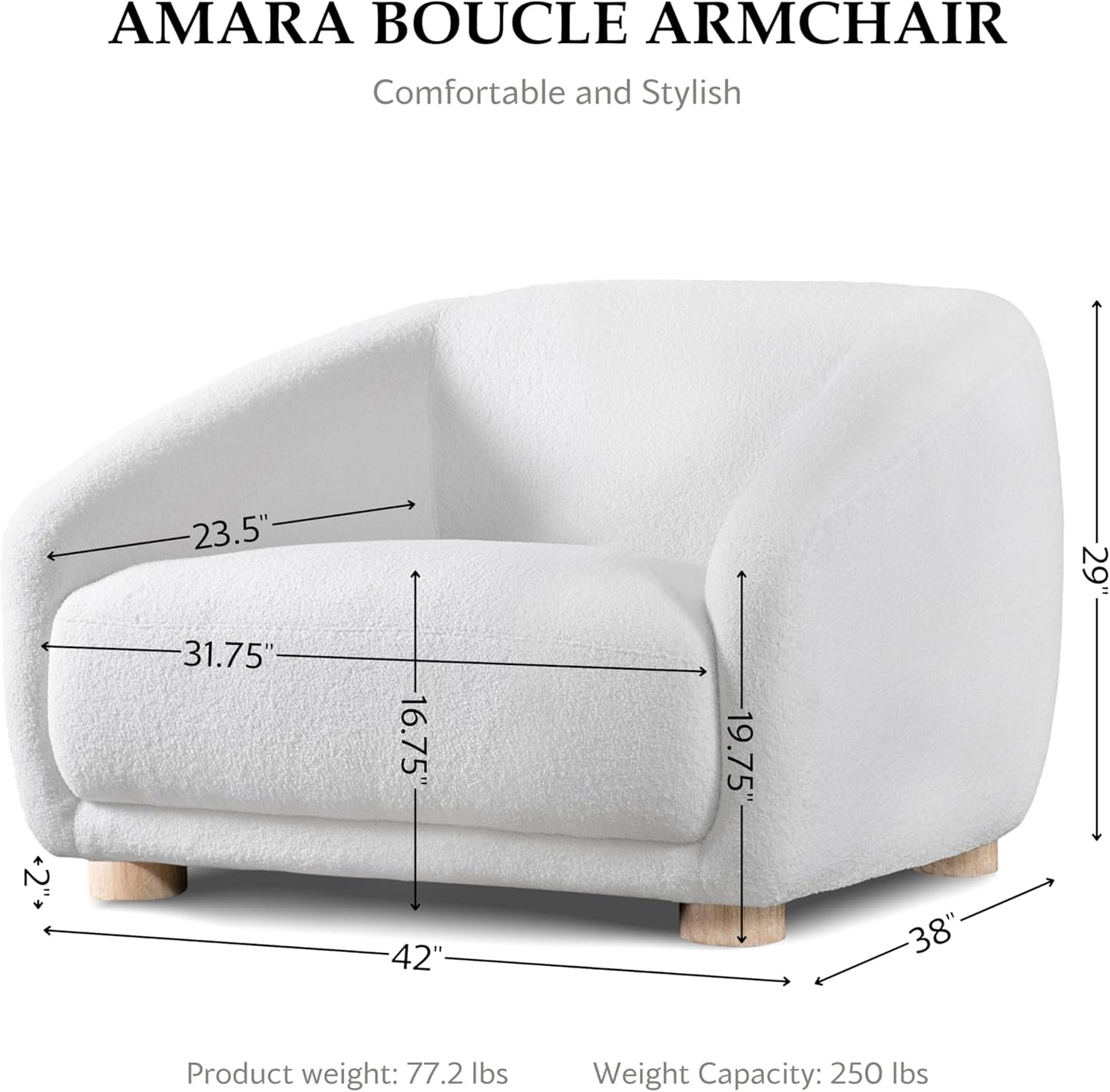 Kolvere Collection Boucle Upholstered Accent Chair