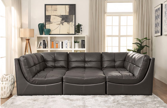 Libbie 6-Piece Modular Sectional Sofa & Ottoman – Premium Faux Leather