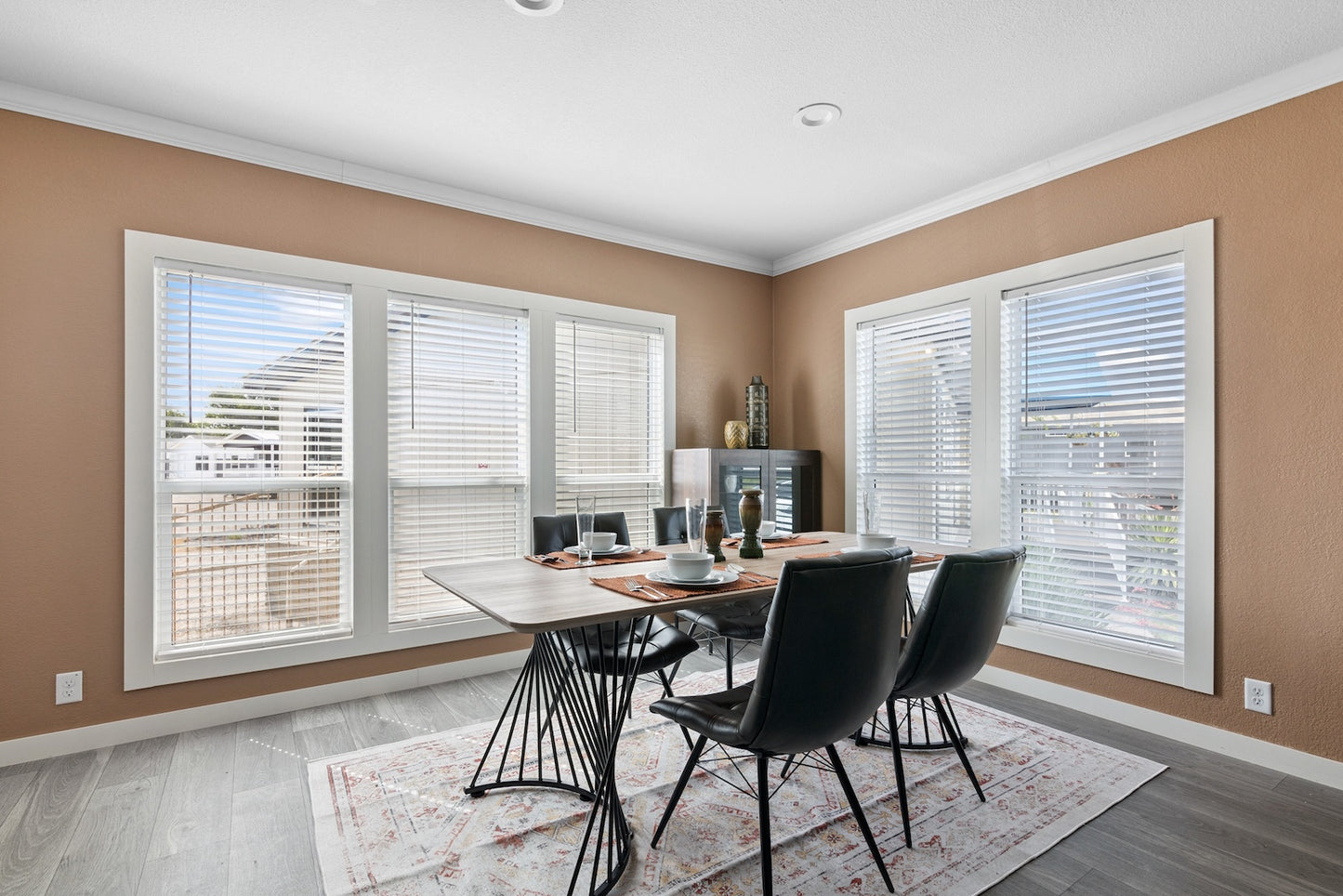 Altus Modern Industrial 5-Piece Dining Set – Oak & Charcoal or Brown Faux Leather