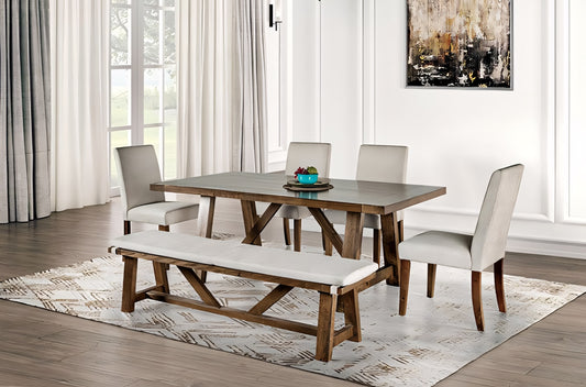Losone Rustic Solid Wood Trestle Dining Table, Brown