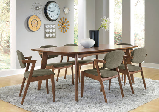 Malone Mid-Century Modern Walnut Finish 7-Piece Dining Set - Finally Home Furnishings LLC