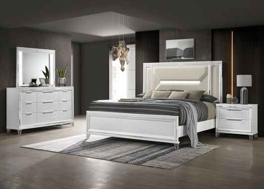 Marmore King Bedroom Set with Touch LED Boucle Headboard