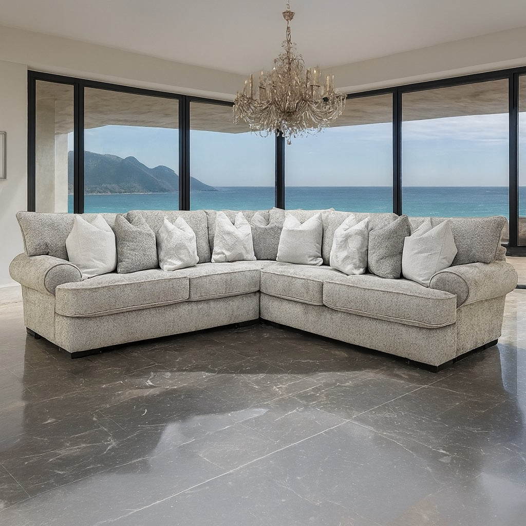 Nerone Gray Oversized Rolled Arm Sectional Sofa