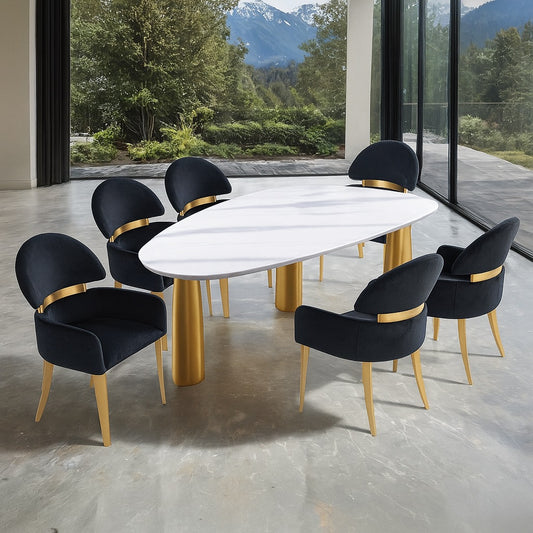 Northam Contemporary White Sintered Stone 7-Piece Dining Set