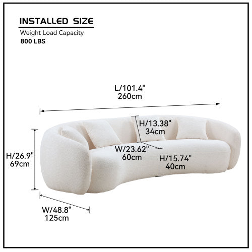 Peregrine Mid-Century Modern Curved Boucle Cloud Sofa - Off-White