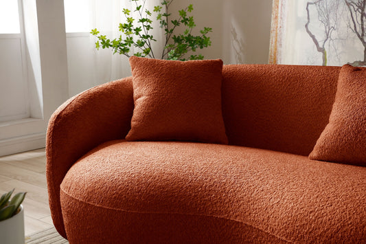 Peregrine Mid-Century Modern Curved Boucle Cloud Sofa - Orange
