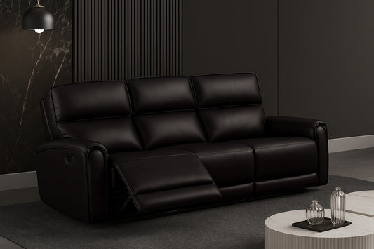 Schlieren 2-Piece Contemporary Power Reclining Sofa & Loveseat Set – Black Leatherette