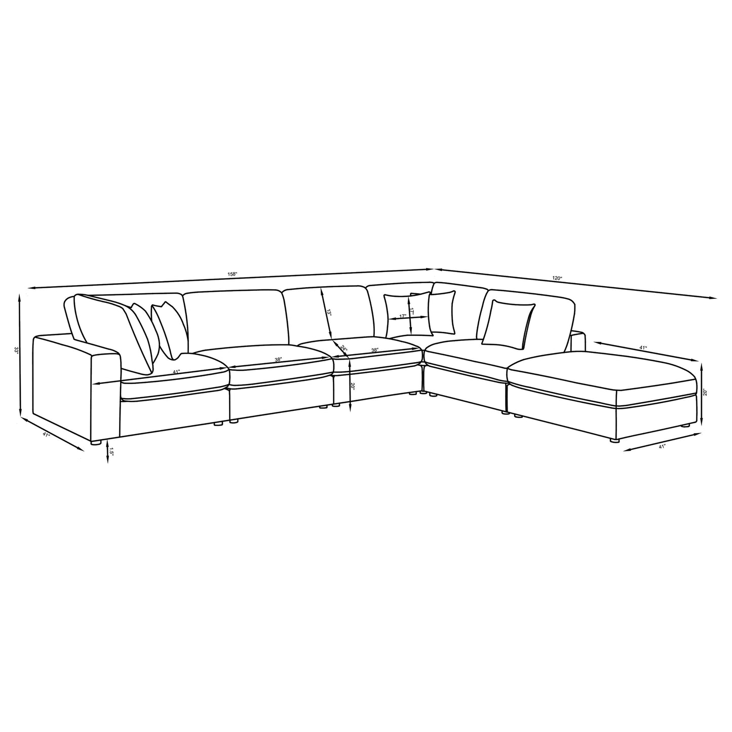Serene Beige Linen 6-Piece Modular Sectional w- Feather Down Seating