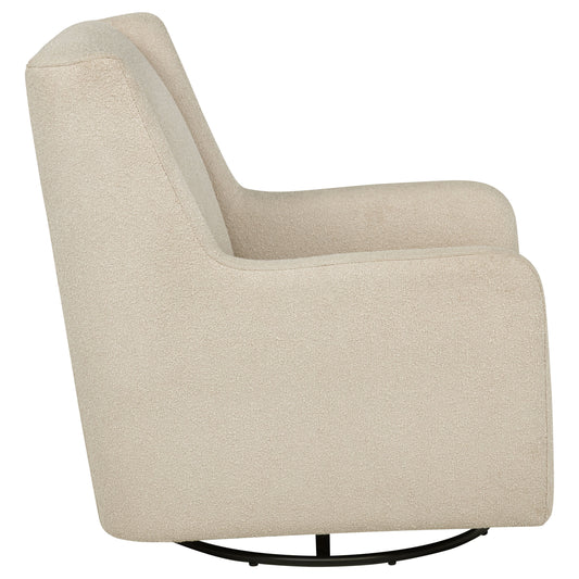 Serra Boucle Upholstered Swivel Glider, Sandy Beige