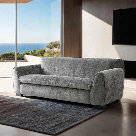 Severo Contemporary Velvet Sofa with Tapered Arm - Royal Blue