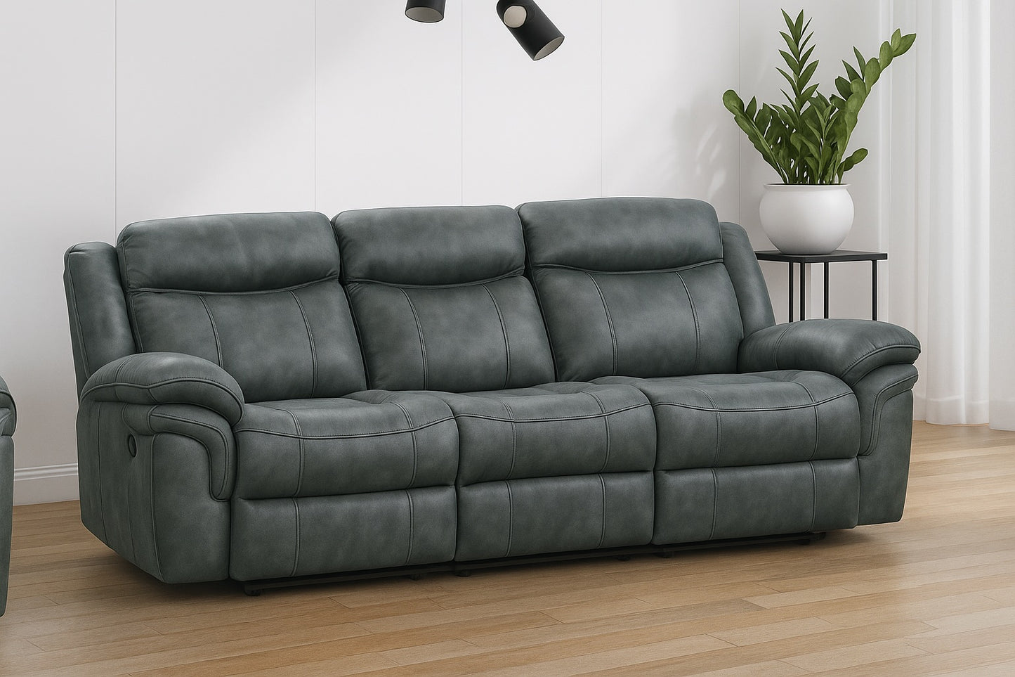Agata 2-Piece Manual Reclining Living Room Set – Dark Gray Leatherette