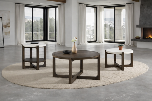 Vellara Transitional 42” Cocktail Table with Wood Top – Dark Walnut - Finally Home Furnishings LLC