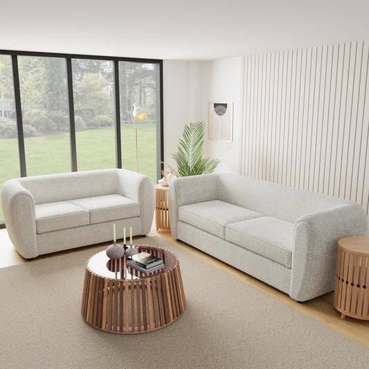 Verdal Contemporary Sofa in Off-White Boucle