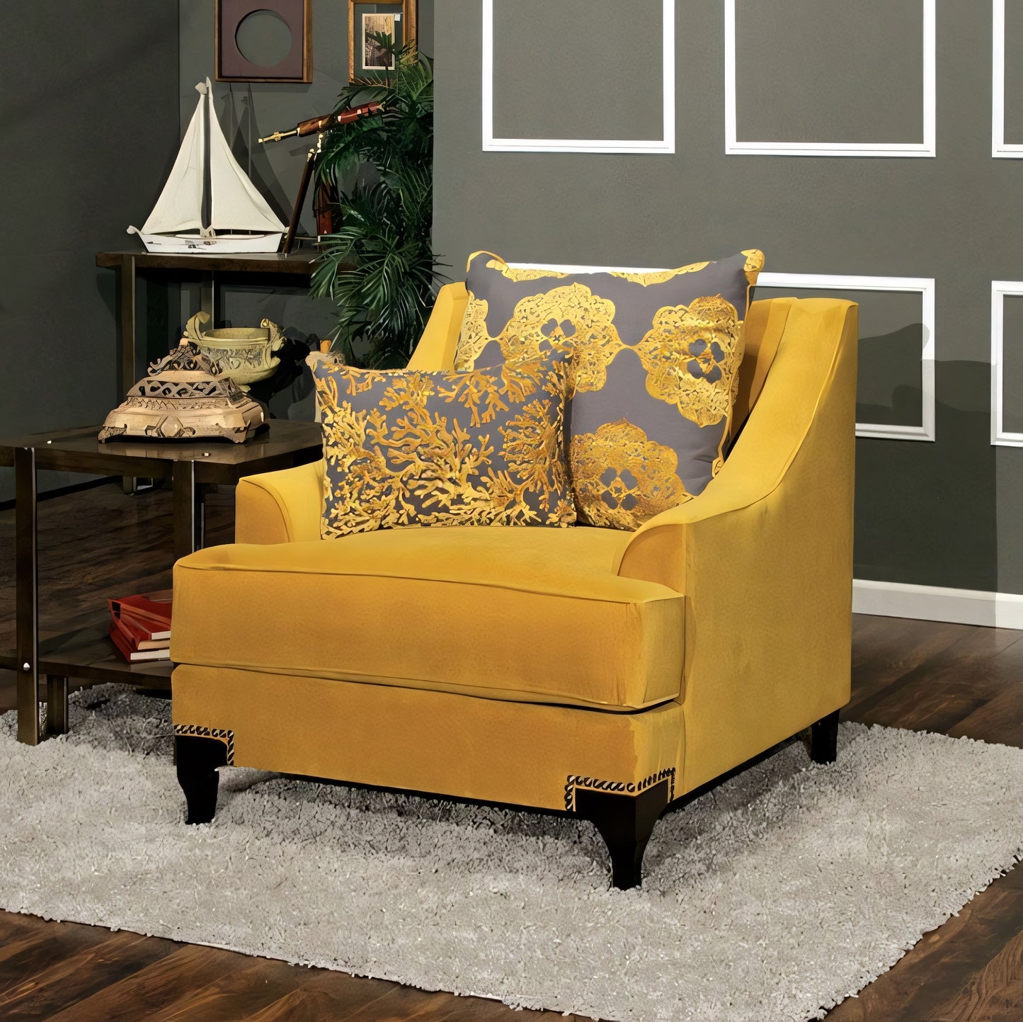 Viscontti Golden Velvet Living Room Chair