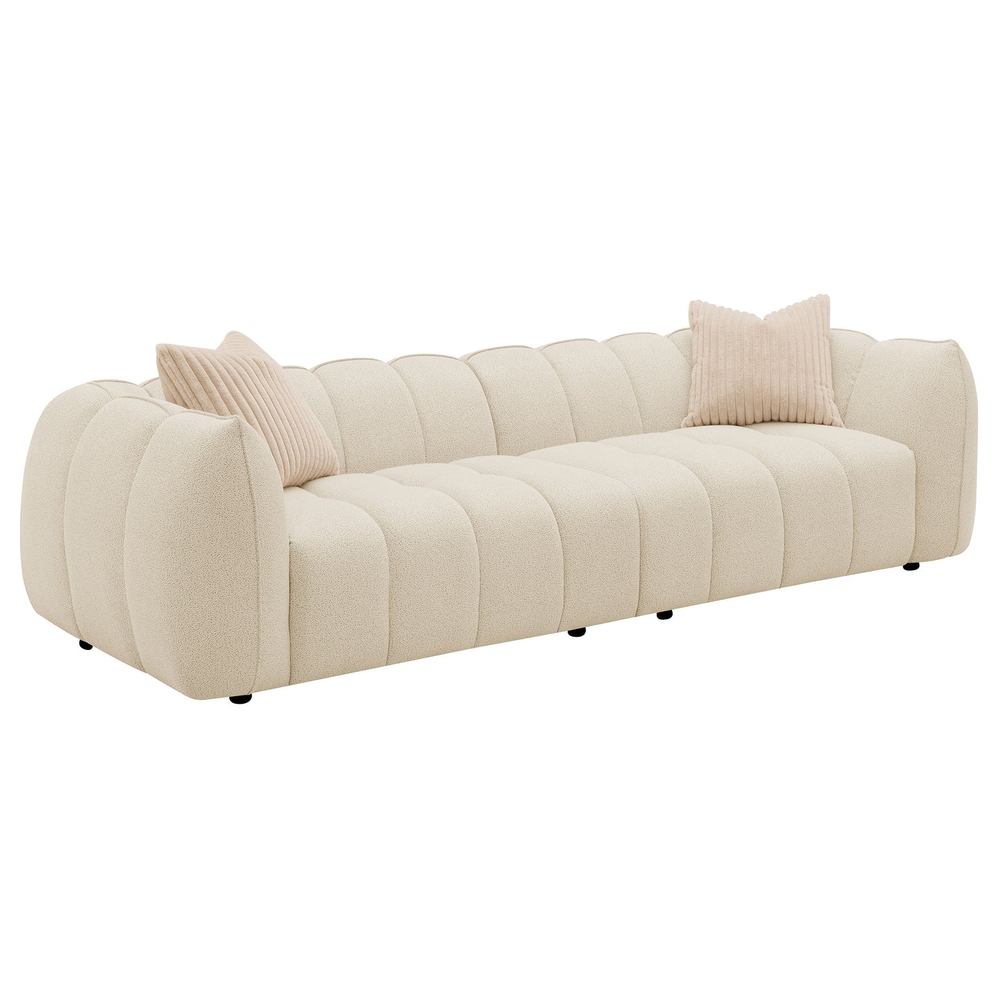Winchester 112" Boucle Upholstered Extra Long Sofa Sand Pebble