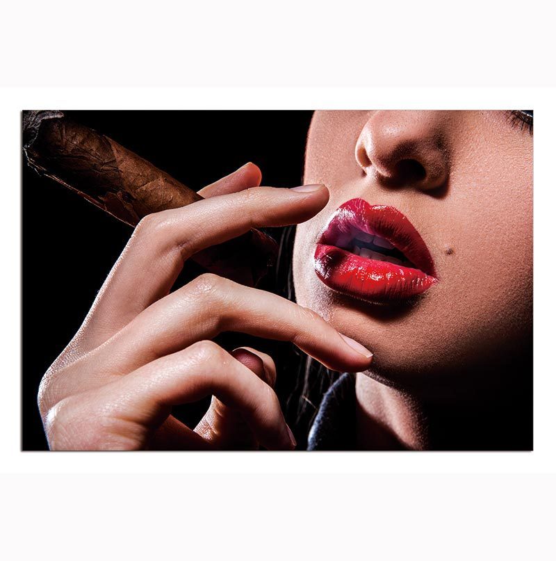 Oppidan Home "Red Lip Cigar" Acrylic Wall Art 32"H x 48"W