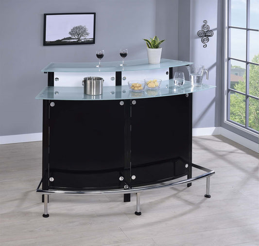 Lane Bar Unit in Black with Frosted Glass Top