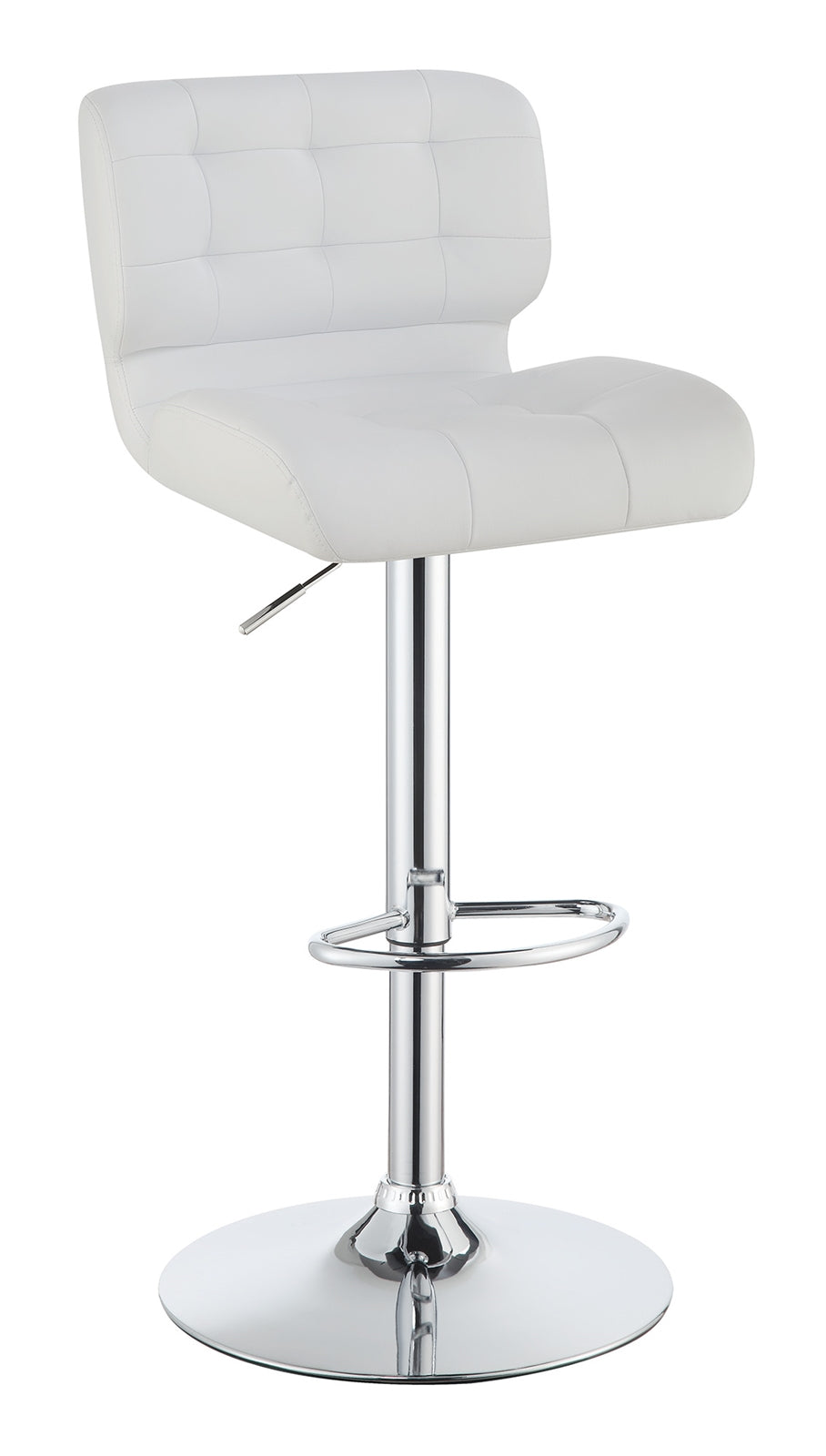 Upholstered Adjustable Bar Stools Chrome And White Set Of 2
