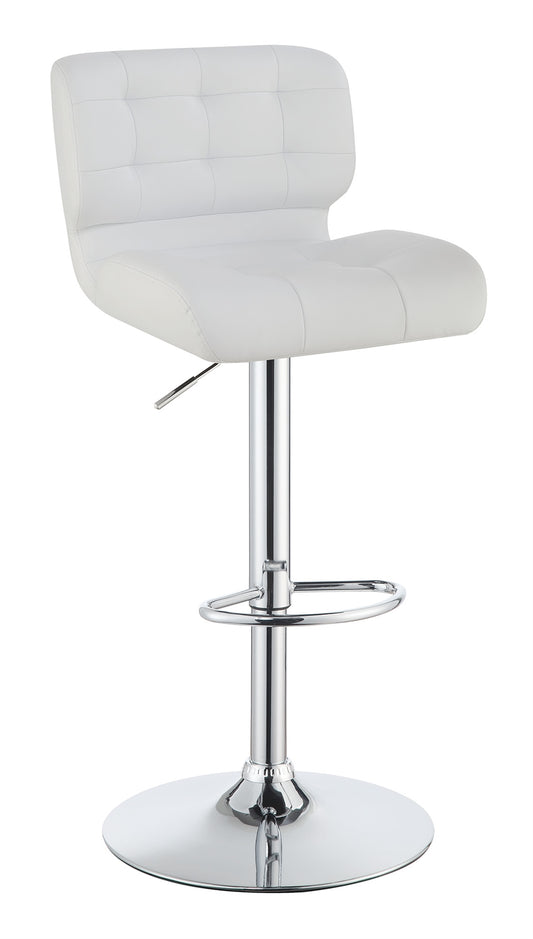 Upholstered Adjustable Bar Stools Chrome And White Set Of 2