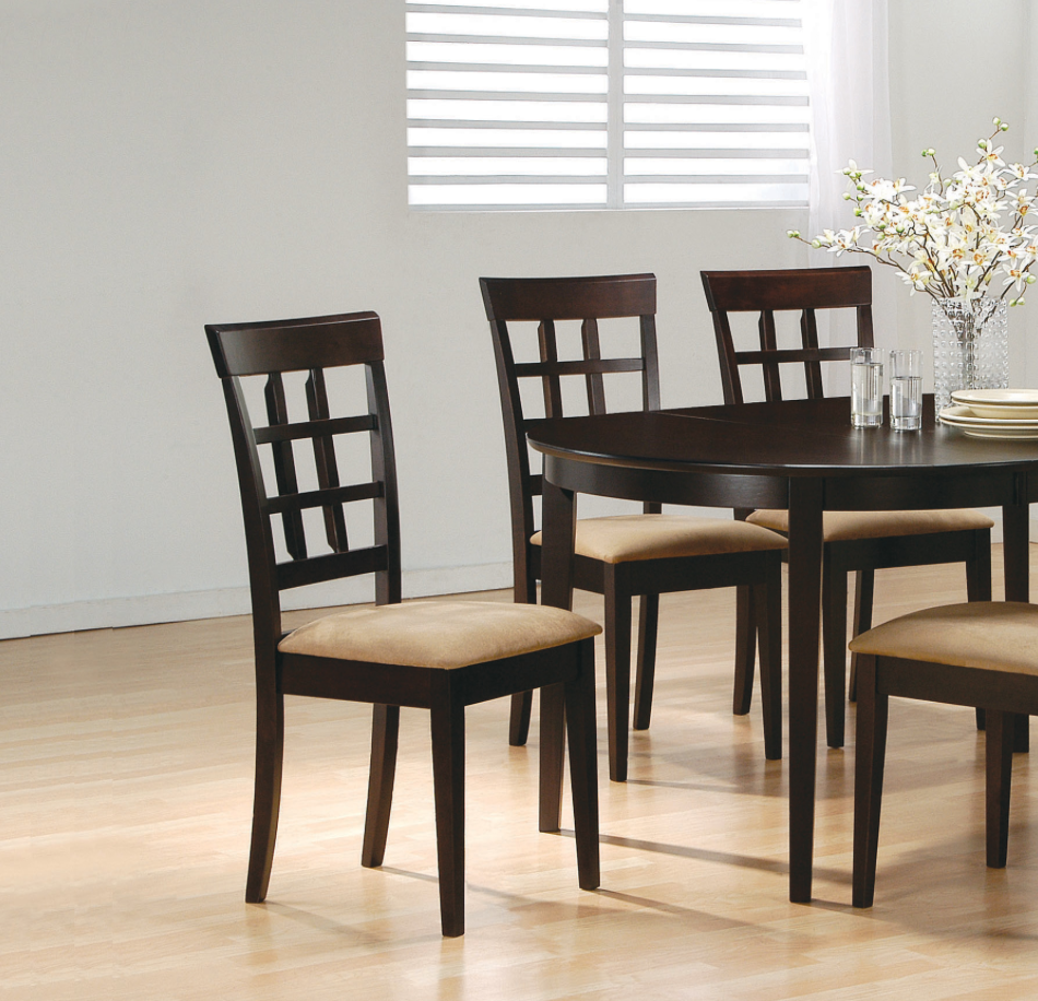 Gabriel Lattice Back Side Chairs Cappuccino And Tan Set Of 2