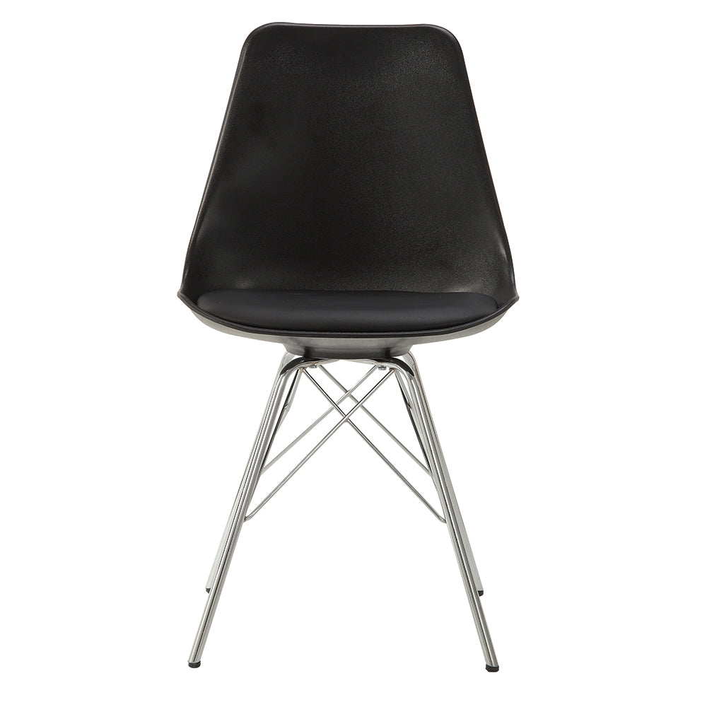 Galen Modern Black & Chrome Bucket Chairs Set of 2