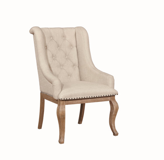 Brockway Cove Traditional Cream Upholstered Arm Chair Set of 2
