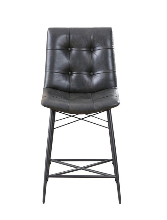 Upholstered Tufted Counter Height Stools Grey Set Of 2