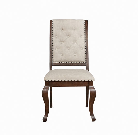 Glen Cove Traditional Cream Upholstered Side Chair Set of 2