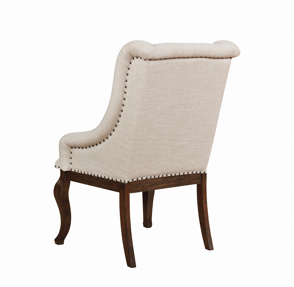 Glen Cove Traditional Cream Upholstered Arm Chair Set of 2