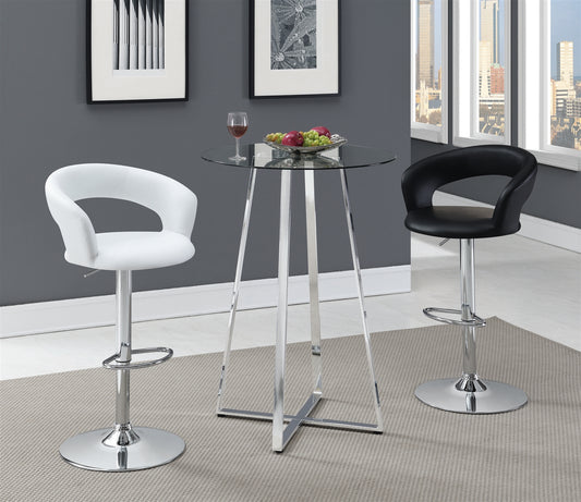 29 " Adjustable Height Bar Stool Black And Chrome