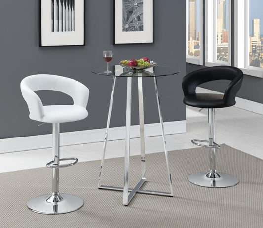 29" Adjustable Height Bar Stool White And Chrome