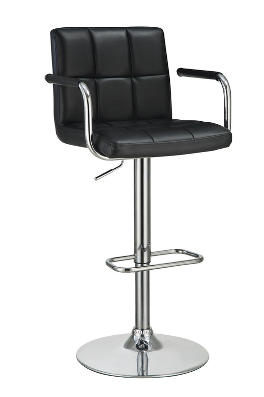 Madley Transitional Adjustable Black & Chrome Bar Stool