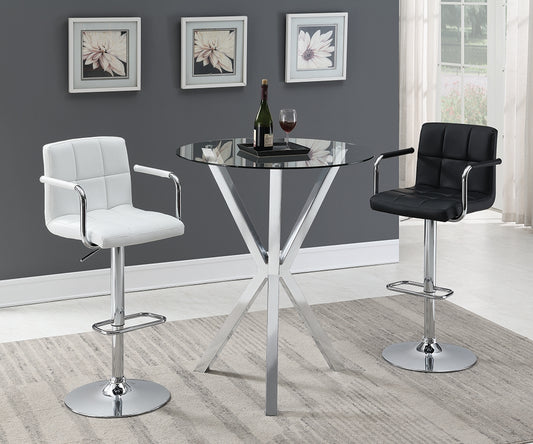 Madley Transitional Adjustable Black & Chrome Bar Stool