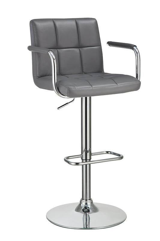 Madley Transitional Adjustable Grey & Chrome Bar Stool