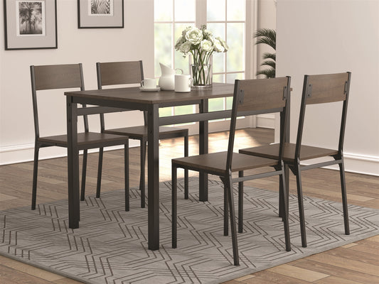 Jalby Matte Black & Brown 5-Piece Dining Set