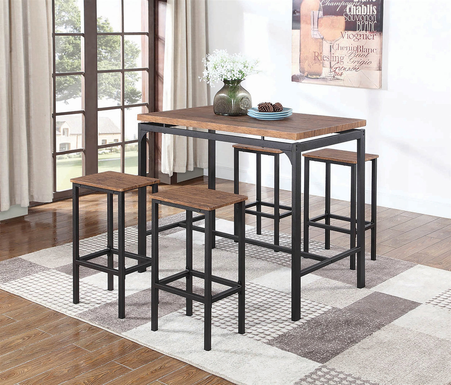 Ridge 5 Piece Rustic Industrial Bar Set