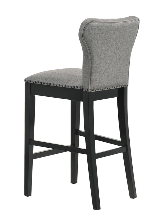 Ralland Upholstered Solid Back Bar Stools with Nailhead Trim Set of 2 Grey and Black