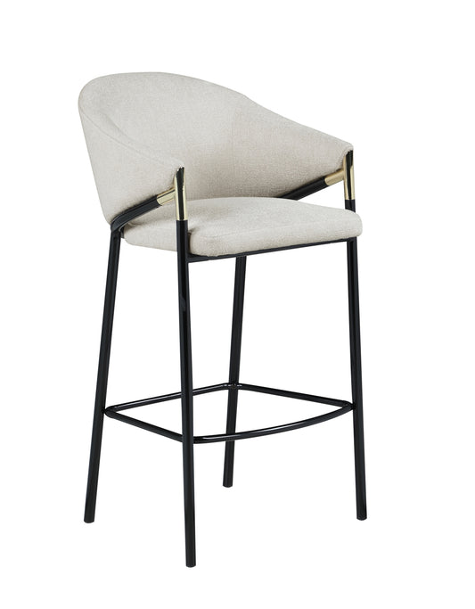 Sloped Arm Bar Stools Beige And Glossy Black Set Of 2