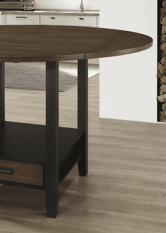 Sanford 5-Piece Round Counter Dining Set Cinnamon And Espresso