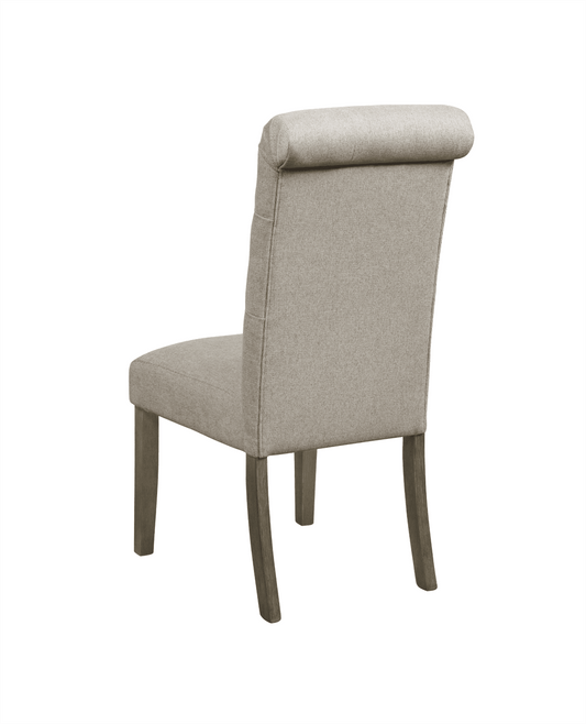 Calandra Tufted Back Side Chairs Rustic Brown And Beige Set Of 2