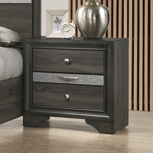 Naima 3-Drawer Nightstand in Gray with Jewelry Drawer
