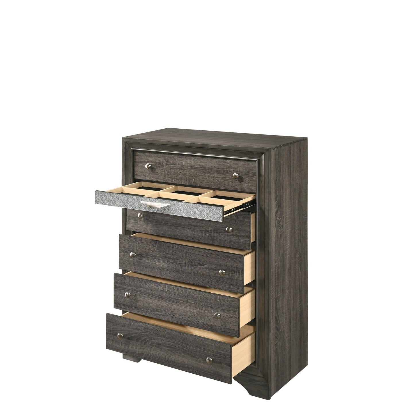 Naima 6-Drawer Chest in Gray with Jewelry Drawer