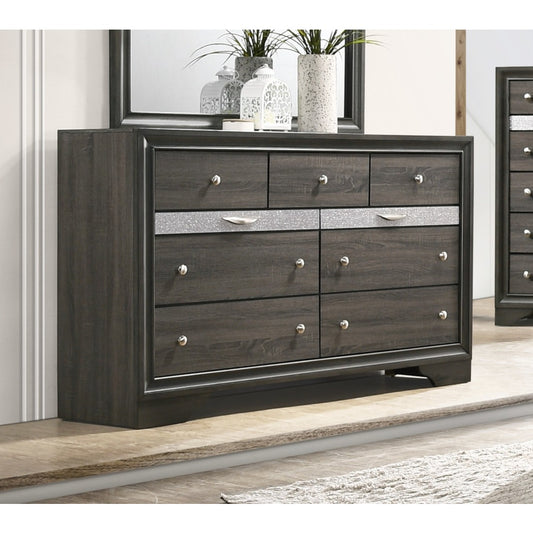 Naima 9-Drawer Dresser in Gray with Jewelry Drawer