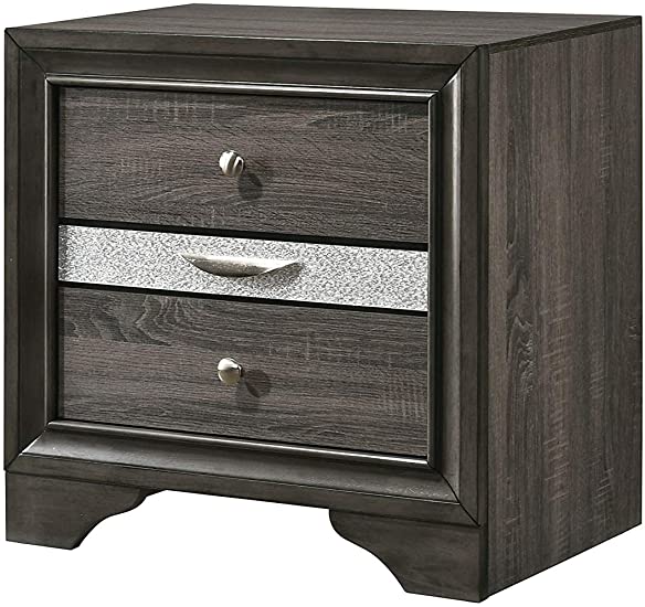 Naima 3-Drawer Nightstand in Gray with Jewelry Drawer
