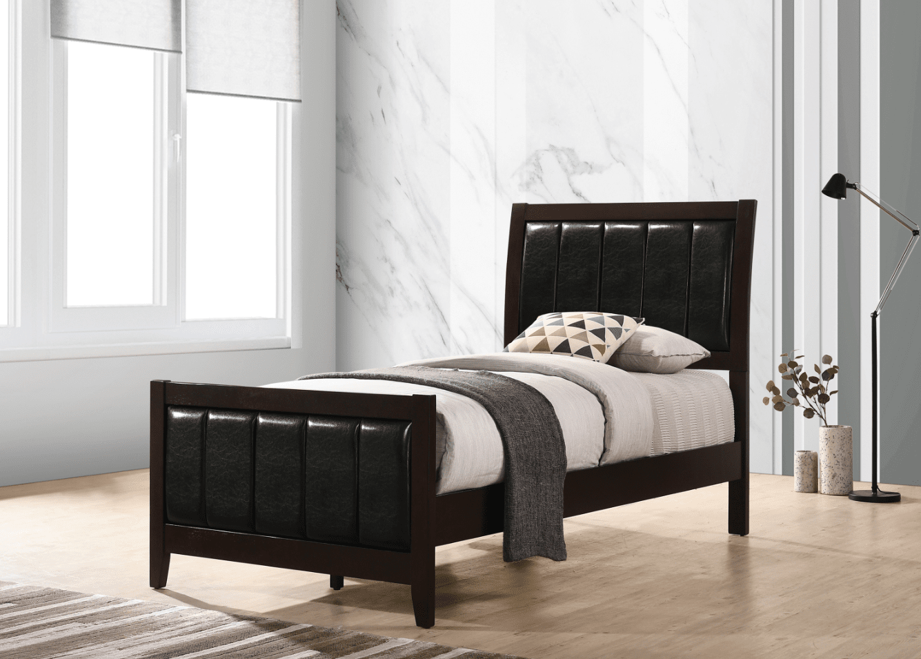 Carlton Transitional Twin Bed in Espresso